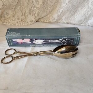 International Silver Company Silver Plated Salad Tongs Scissor Style Box‎ 10.5"